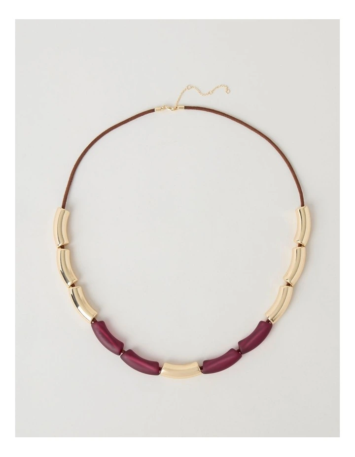 Curved Bead Necklace in Burgundy image 1