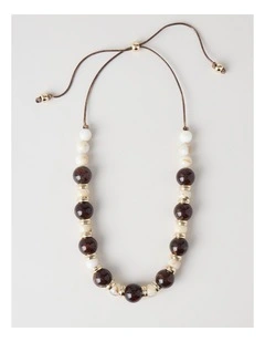 Beaded Short Necklace in Natural
