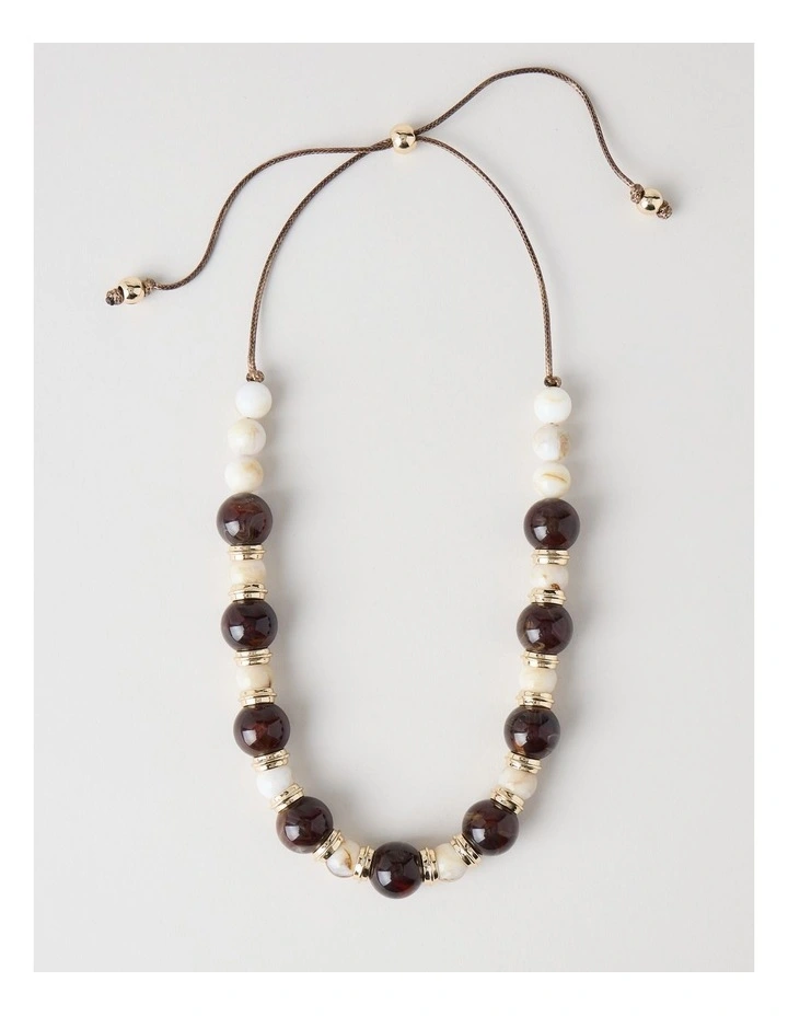 Beaded Short Necklace in Natural image 1