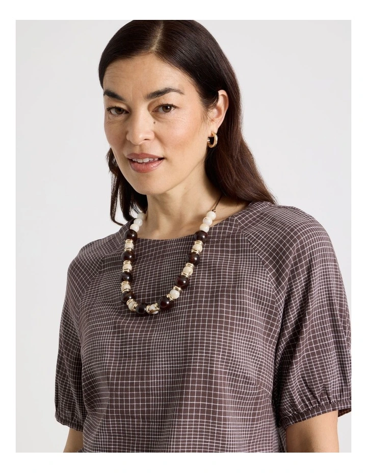 Beaded Short Necklace in Natural image 2