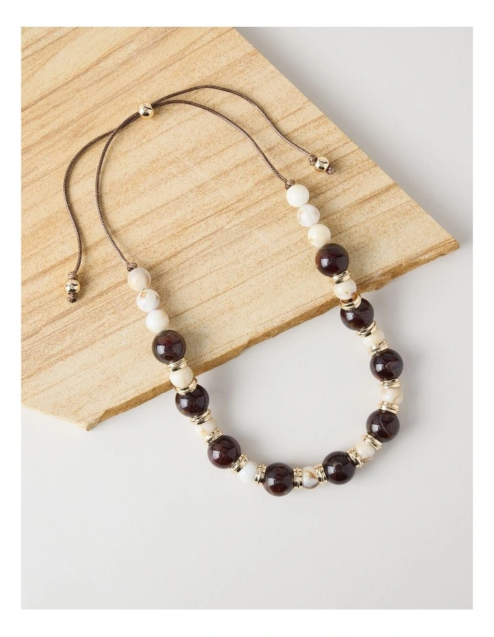 Beaded Short Necklace in Natural image 3