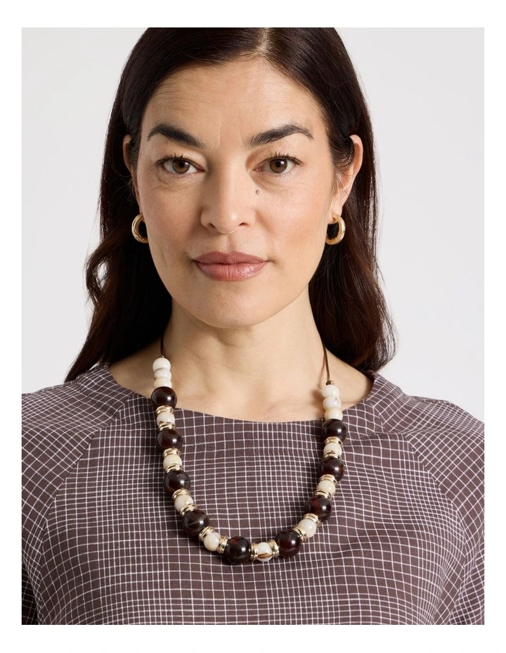 Beaded Short Necklace in Natural image 4