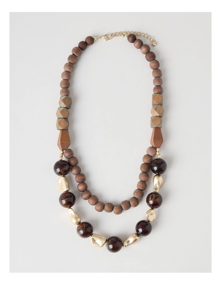Bead Layered Necklace in Brown image 1