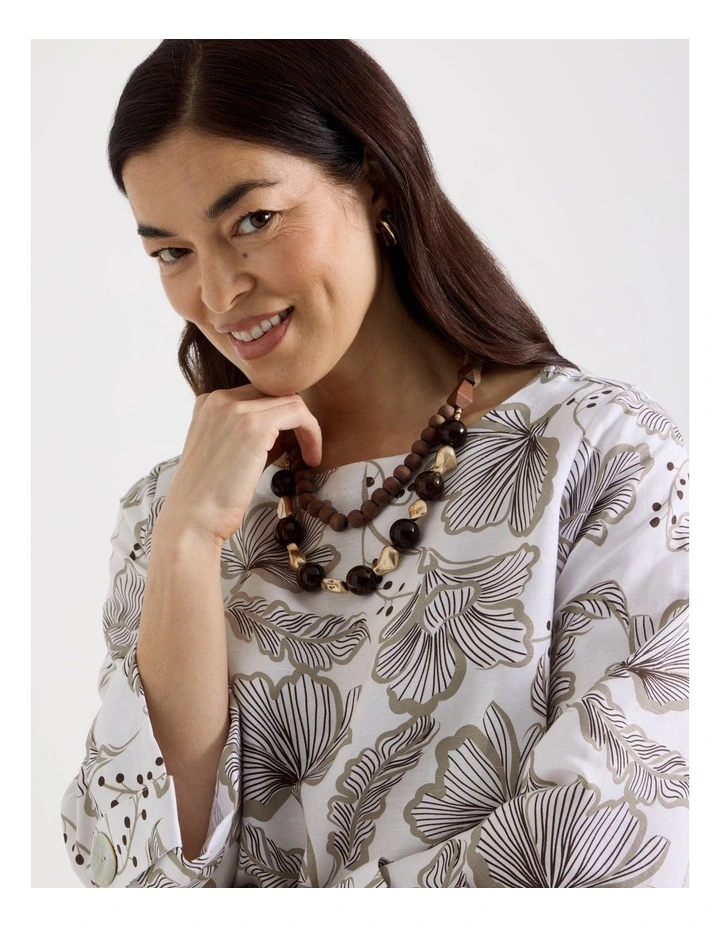Bead Layered Necklace in Brown image 4