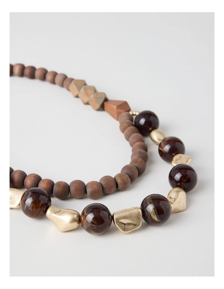 Bead Layered Necklace in Brown image 5