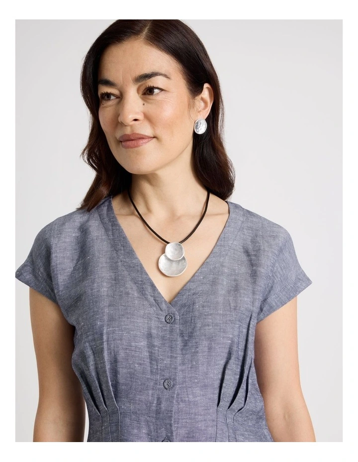 Beaten Circles Pendant Necklace in Silver image 2