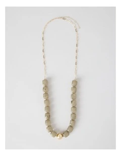 Cube Short Necklace in Covert Green
