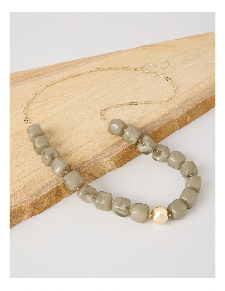 Cube Short Necklace in Covert Green image 3