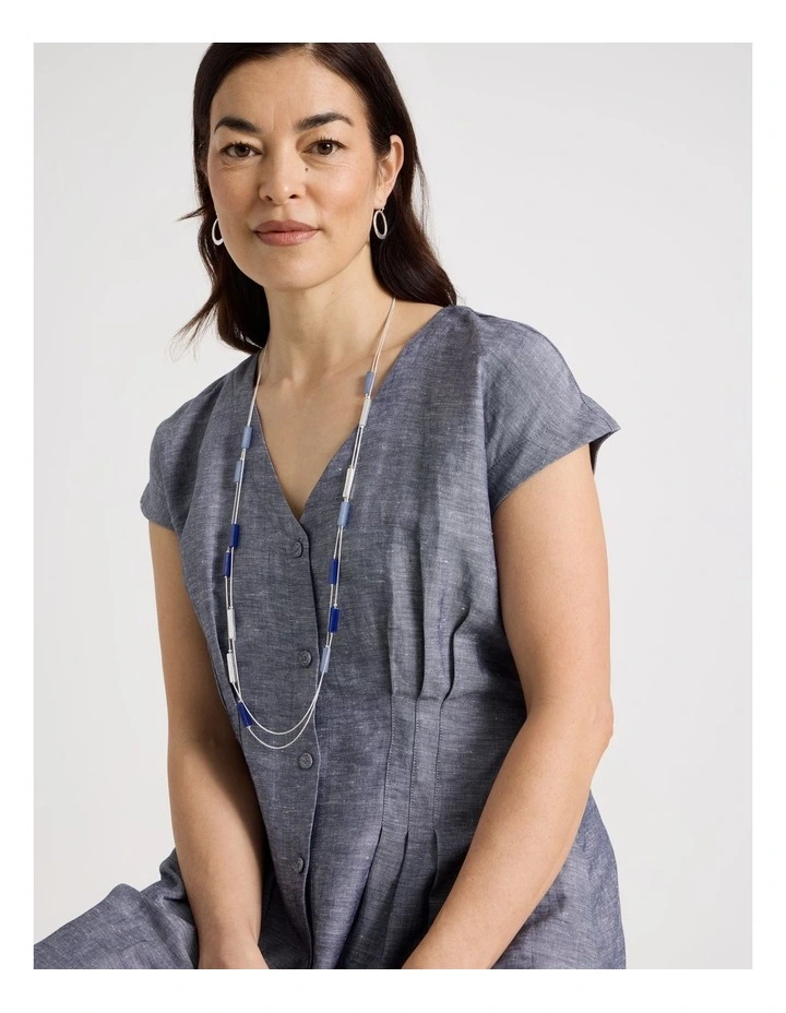 Rectangle Station Necklace in Silver and Blue image 2