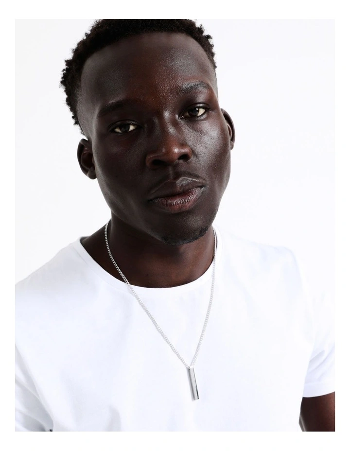 Vertical Cube Necklace in Silver image 2