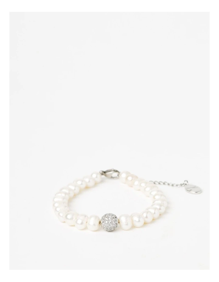 Freshwater Pearl Chain Toggle Bracelet Boxed Jewellery in Silver/Pearl image 1
