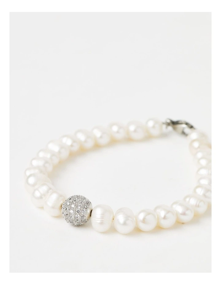 Freshwater Pearl Chain Toggle Bracelet Boxed Jewellery in Silver/Pearl image 3