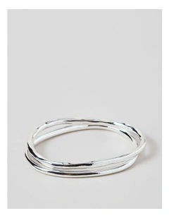 Irregular 2Pk Bangles in Silver