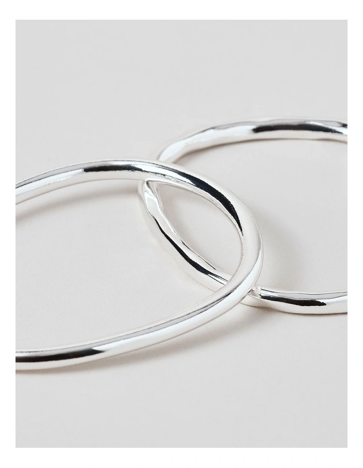 Irregular 2Pk Bangles in Silver image 3