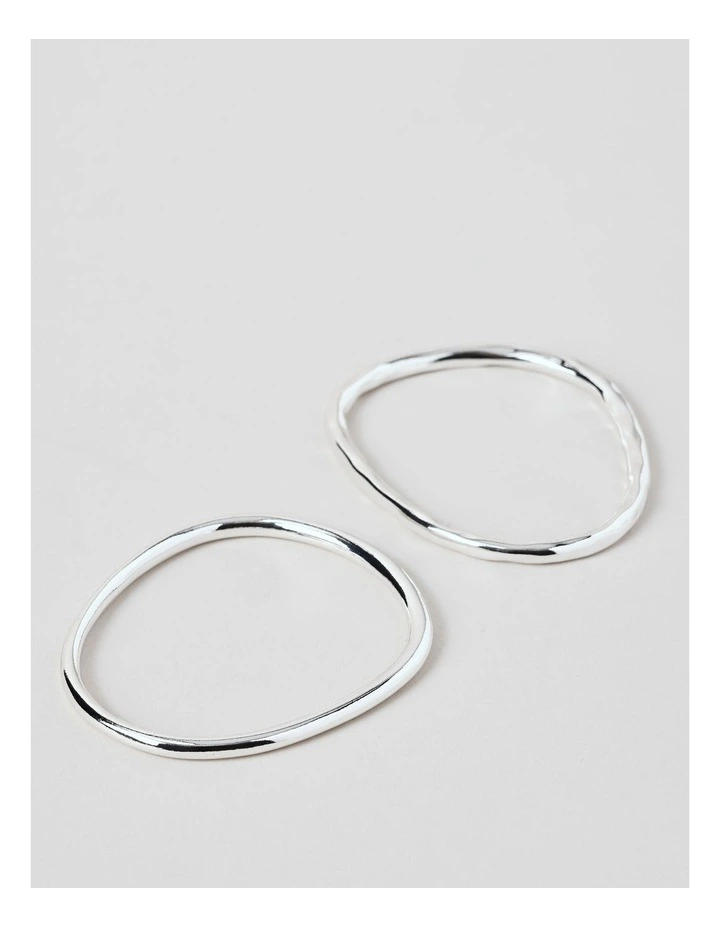 Irregular 2Pk Bangles in Silver image 5