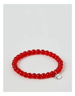 Beaded Stretch Bracelet in Red