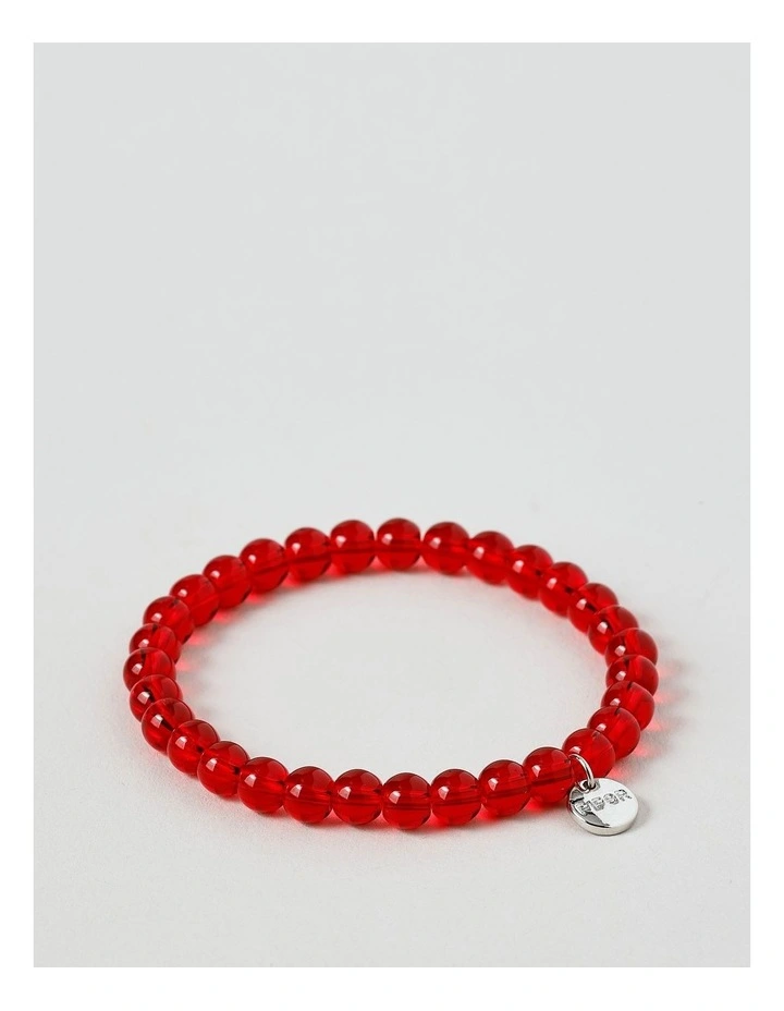 Beaded Stretch Bracelet in Red image 1