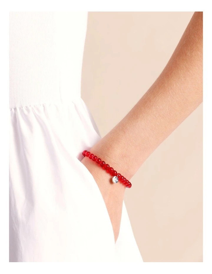 Beaded Stretch Bracelet in Red image 4
