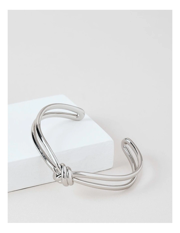 Knot Cuff in Rhodium image 2