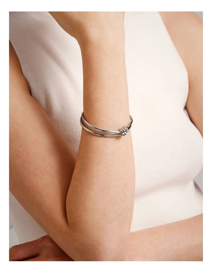 Knot Cuff in Rhodium image 4