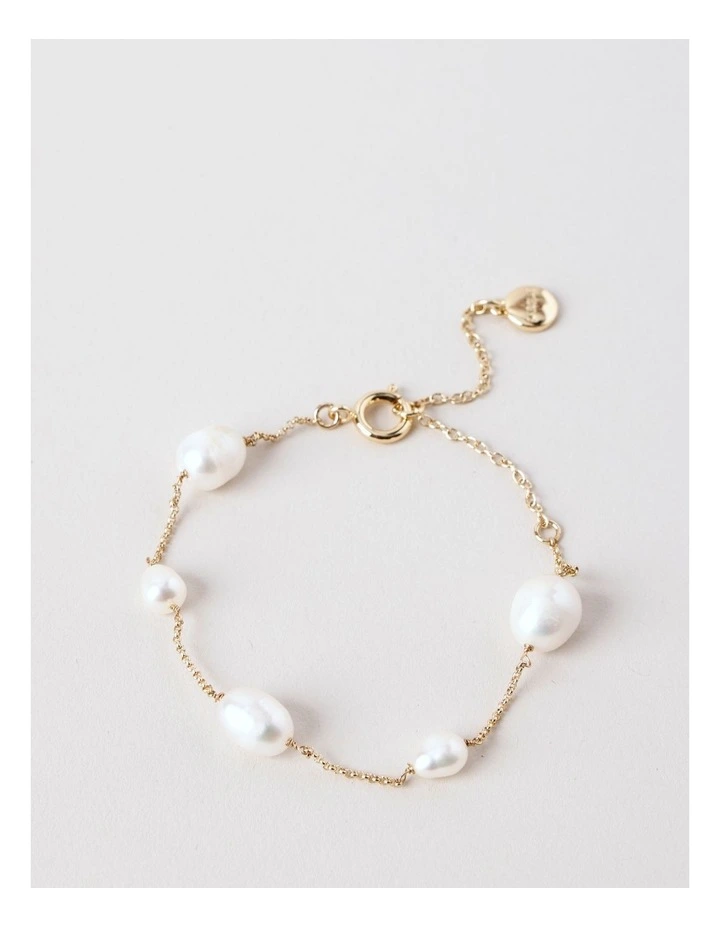 Pearl Station Bracelet in Gold image 1