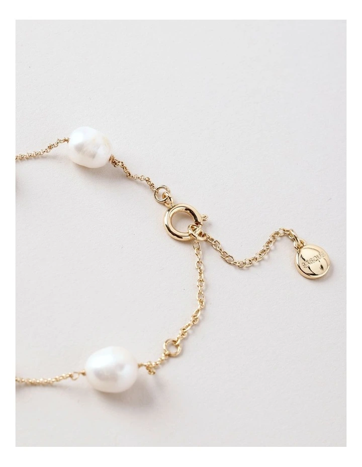 Pearl Station Bracelet in Gold image 3