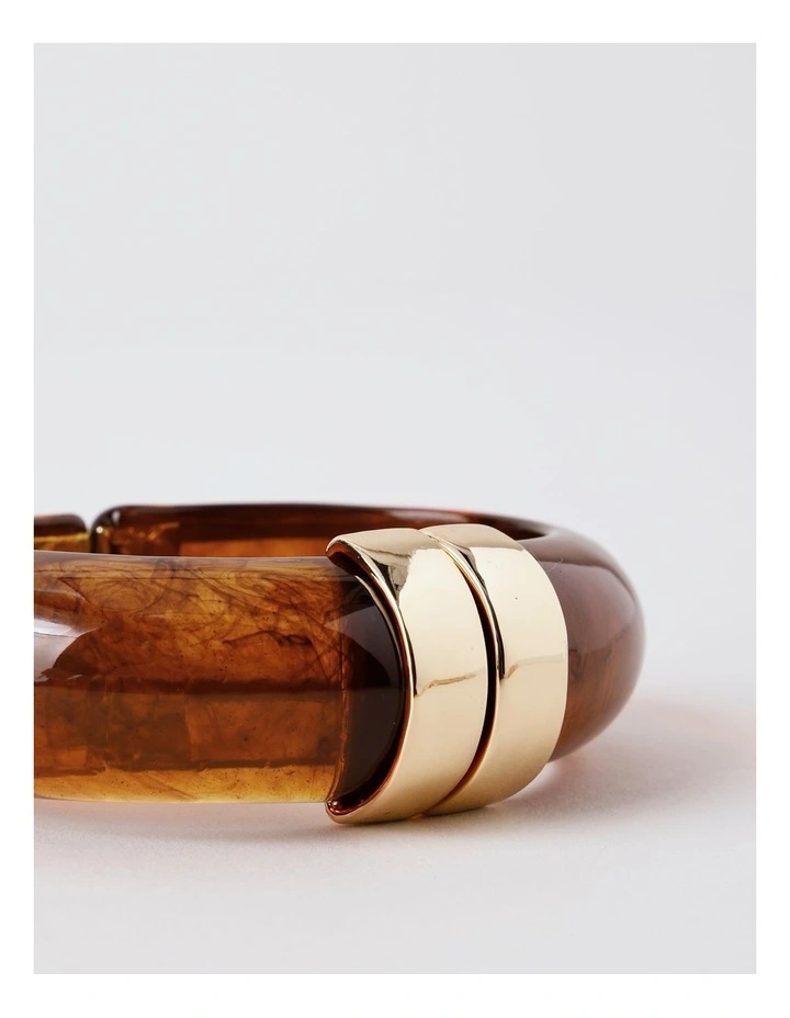 Tort Hinged Bangle in Brown/Ivory image 3
