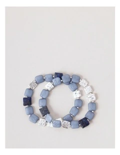 Squared Bead Bracelet in Blue