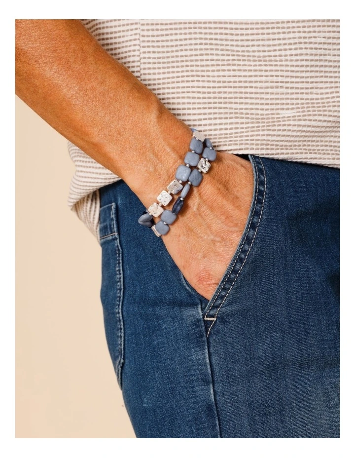 Squared Bead Bracelet in Blue image 4