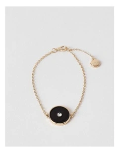 Gold and Black Disc Bracelet in Black