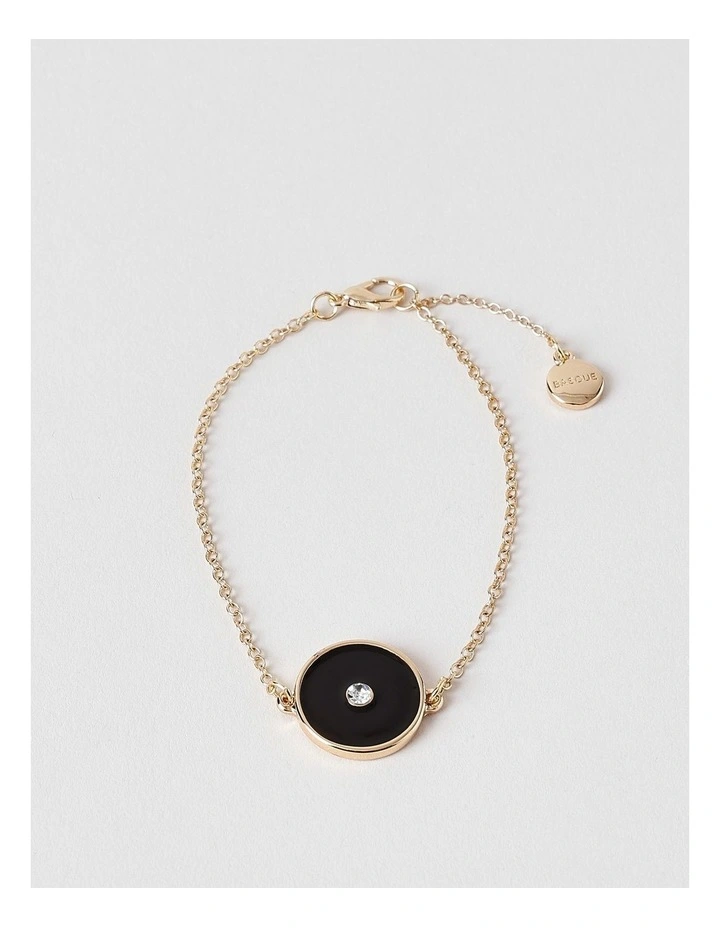 Gold and Black Disc Bracelet in Black image 1