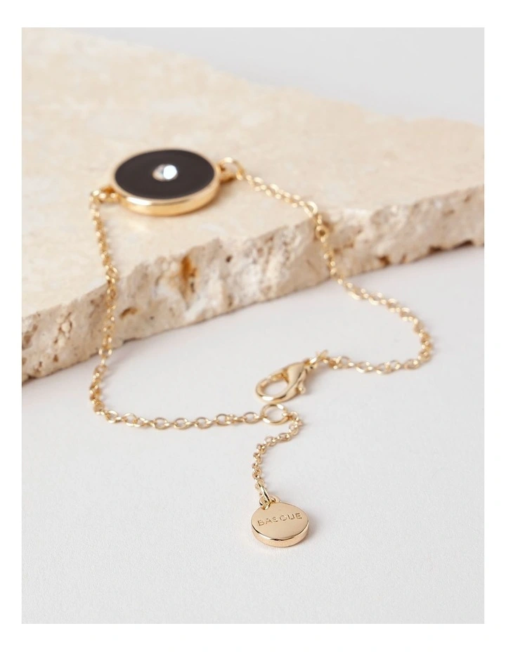 Gold and Black Disc Bracelet in Black image 3