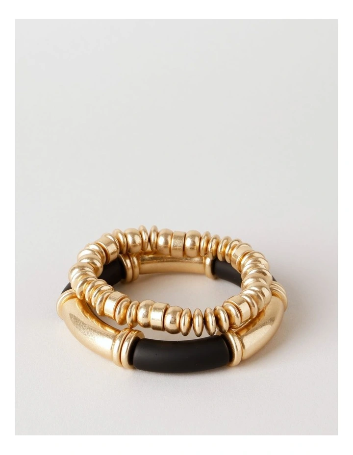 Two Tone 2PK Bracelet in Black image 1