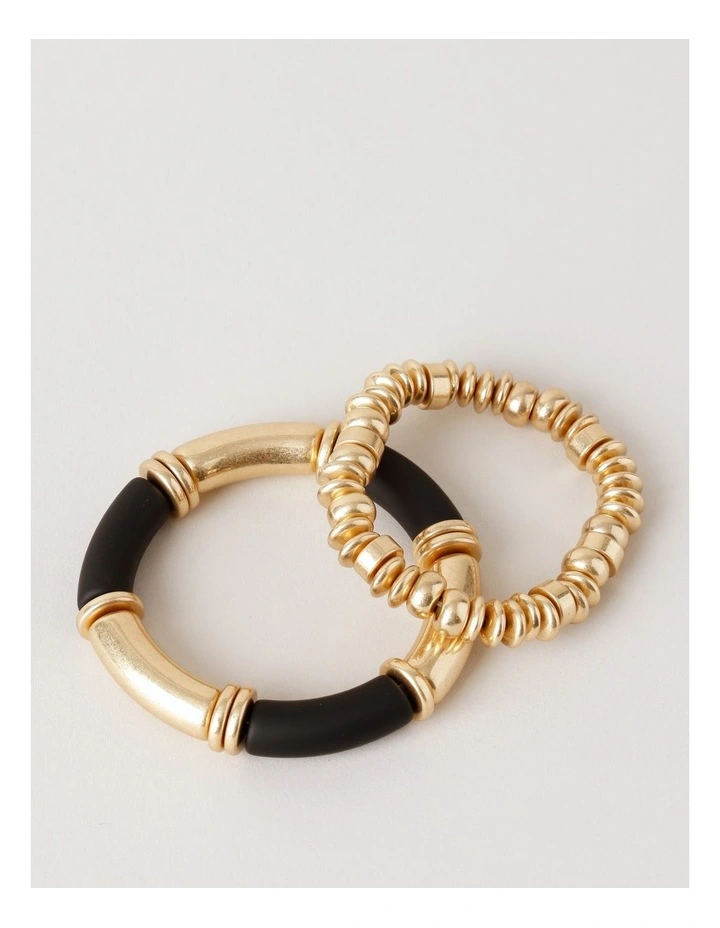 Two Tone 2PK Bracelet in Black image 3