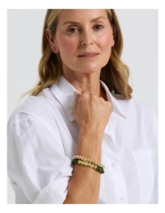 Two Tone 2PK Bracelet in Gold/Turquoise