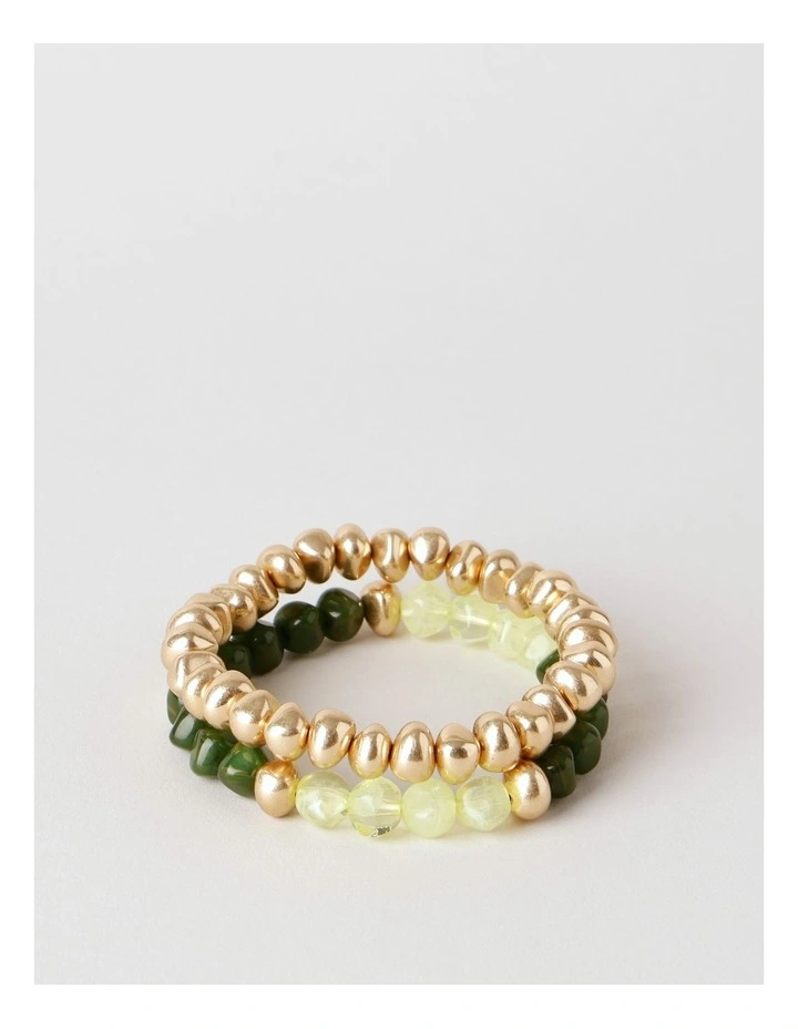 Two Tone 2PK Bracelet in Gold/Turquoise image 1