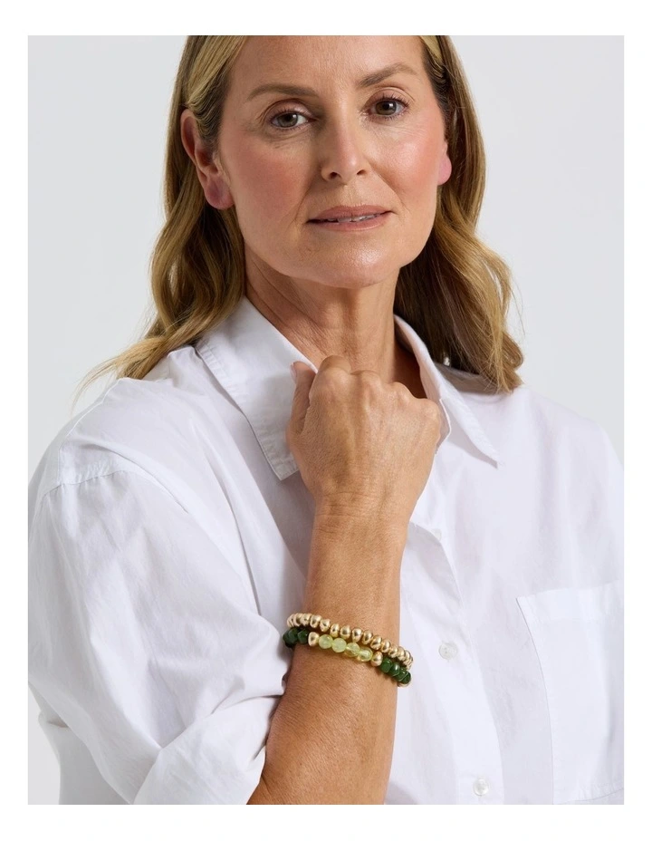 Two Tone 2PK Bracelet in Gold/Turquoise image 2