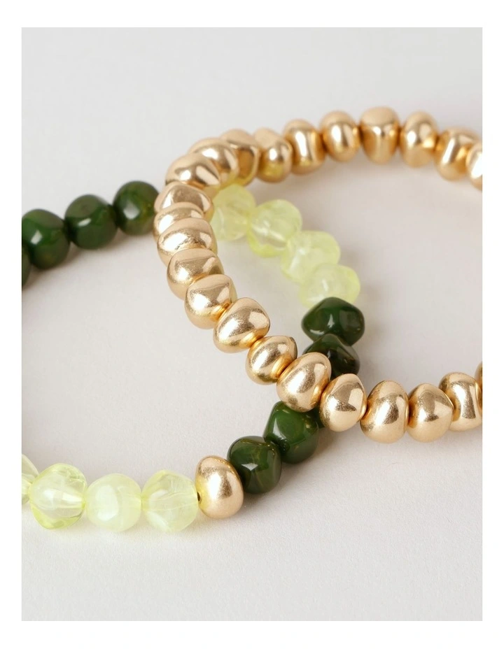 Two Tone 2PK Bracelet in Gold/Turquoise image 2