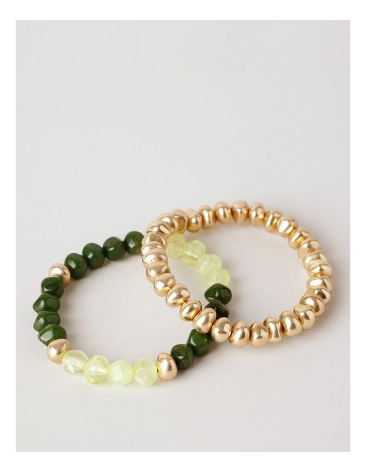 Two Tone 2PK Bracelet in Gold/Turquoise image 3