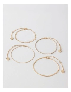 Crystal 4PK Bracelet in Gold