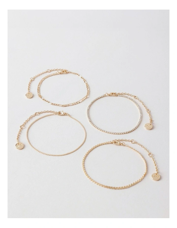 Crystal 4PK Bracelet in Gold image 1