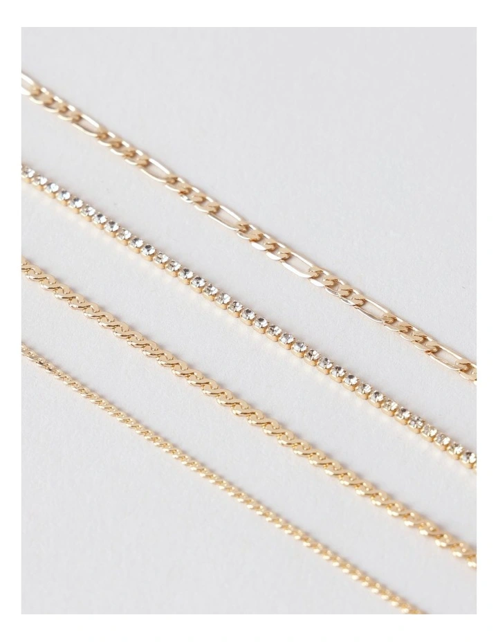 Crystal 4PK Bracelet in Gold image 3