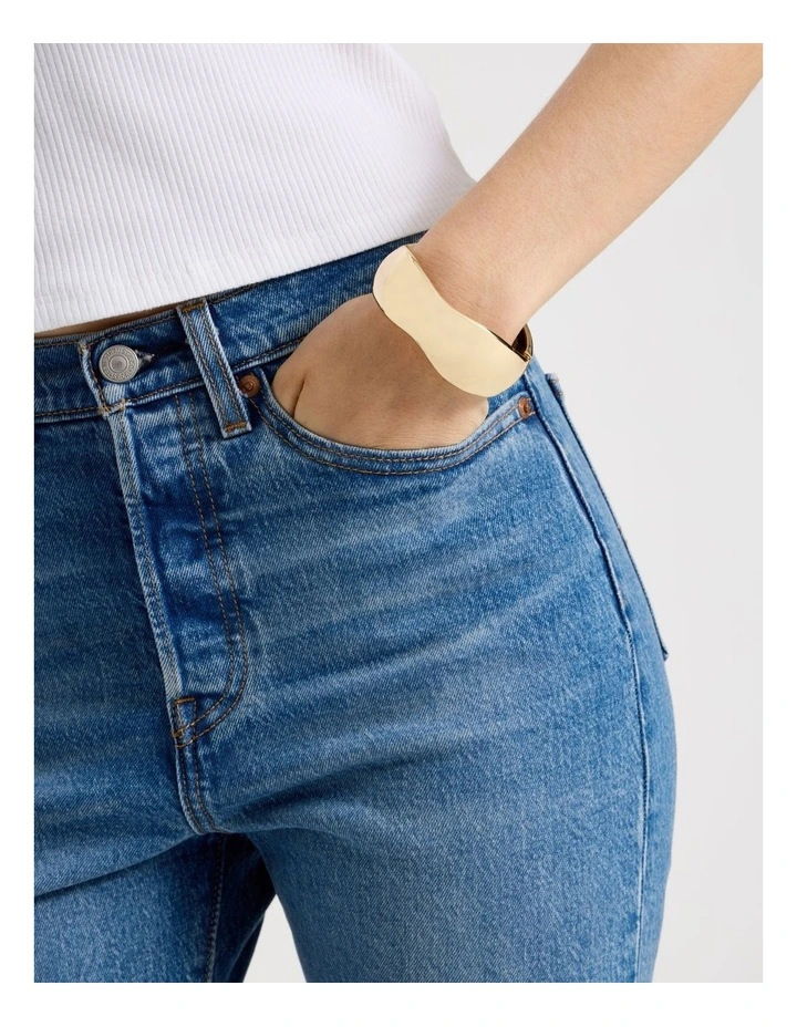 Chunky Textured Bangle in Gold image 1