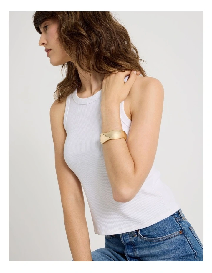 Chunky Textured Bangle in Gold image 2