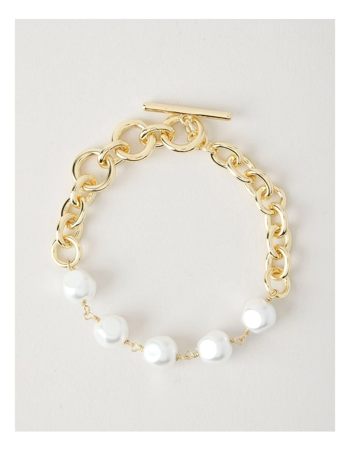 Gold Chain and Pearl Bracelet image 1