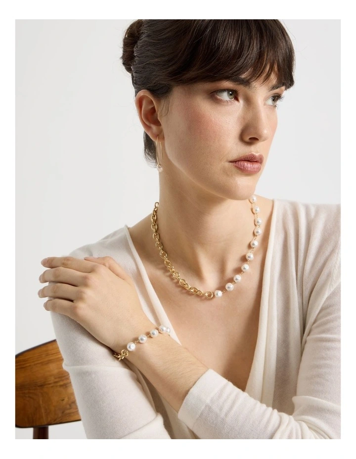Gold Chain and Pearl Bracelet image 2