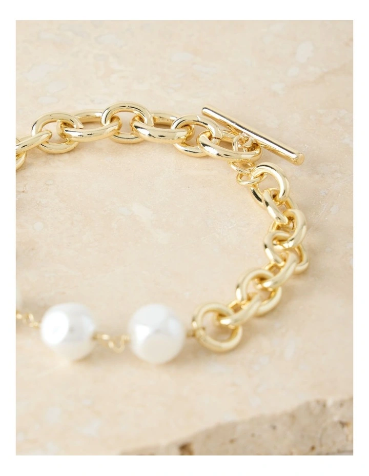 Gold Chain and Pearl Bracelet image 2
