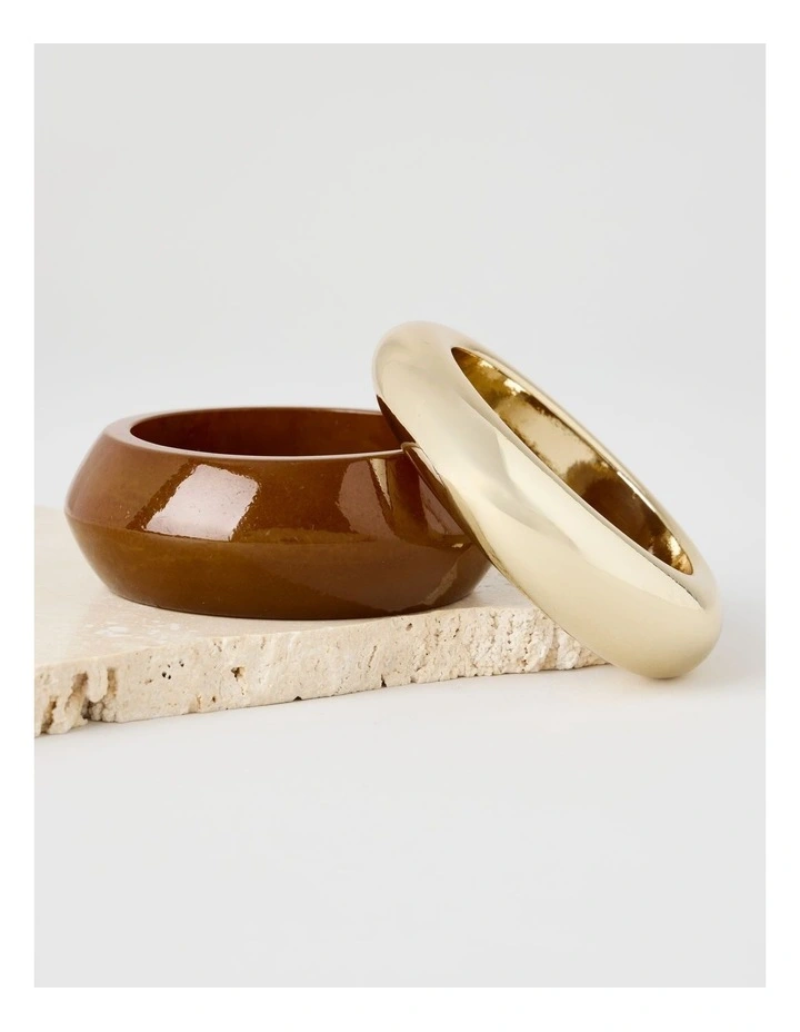 Resin Bangle in Zephyr Tiger Eye and Gold 2 Pack image 5