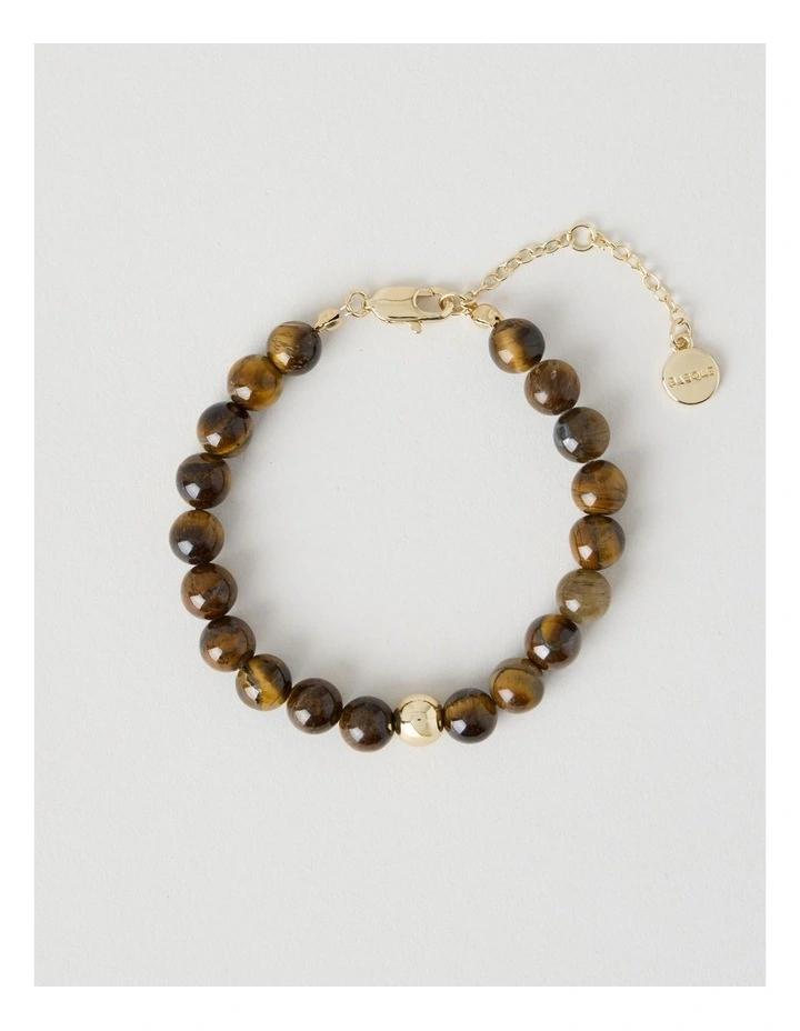 Stone Beaded Bracelet in Tiger Eye image 1