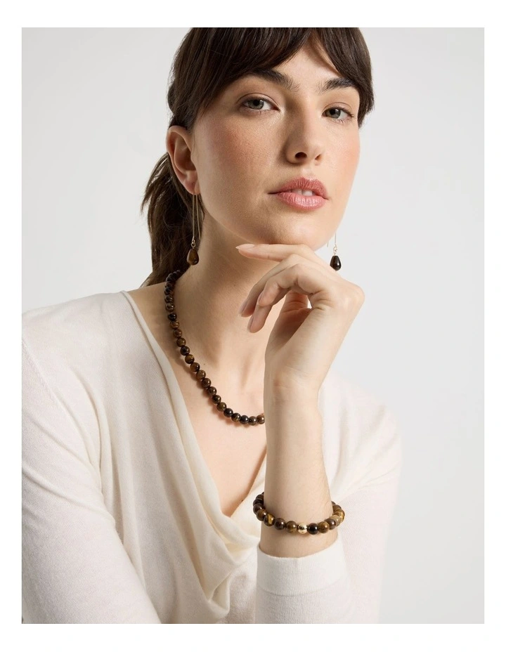 Stone Beaded Bracelet in Tiger Eye image 2